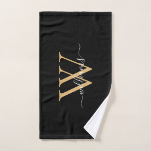Elegantes schwarzes Gold individuelles Monogramm S Handtuch