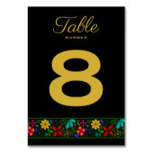 Elegantes Schwarzes Gold Lateinamerikanisches Folk Tischnummer (Vorderseite)