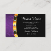 Elegantes Schwarzes Gold Lila mit Monogram Diamond Visitenkarte (Rückseite)