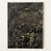 Elegantes Schwarzes Gold Marmormonogramm 2024 Planer (Rückseite)