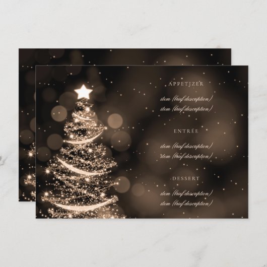 Elegantes Schwarzes Gold Menükarte (Vorne/Hinten)