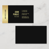 Elegantes Schwarzes Gold Modernes Glamour Template Visitenkarte (Vorne/Hinten)