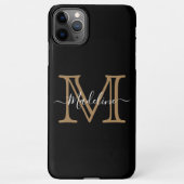 Elegantes Schwarzes Gold Modernes Monogramm iPhone Hülle (Rückseite)