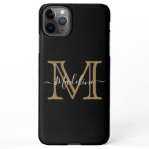 Elegantes Schwarzes Gold Modernes Monogramm