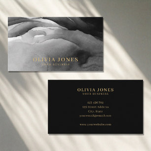 Elegantes Schwarzes Gold Modernes Watercolor Visitenkarte