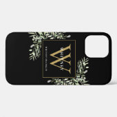 Elegantes Schwarzes Gold Monogram Case-Mate iPhone Hülle (Rückseite (Horizontal))