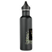 Elegantes Schwarzes Gold Monogram Edelstahlflasche (Links)