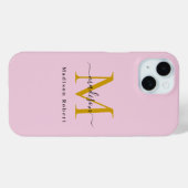 Elegantes Schwarzes Gold Monogram, erstes Funny Sc Case-Mate iPhone Hülle (Rückseite (Horizontal))