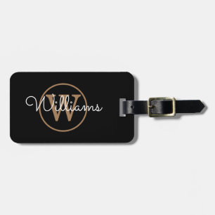 Elegantes schwarzes Gold-Monogramm Gepäckanhänger