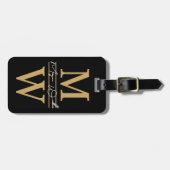 Elegantes schwarzes Gold-Monogramm Name Gepäckanhänger (Vorderseite horizontal)