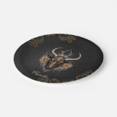 Elegantes schwarzes Gold Pappteller (Schrägansicht)