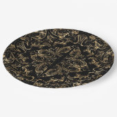 Elegantes Schwarzes Gold Pappteller (Schrägansicht)