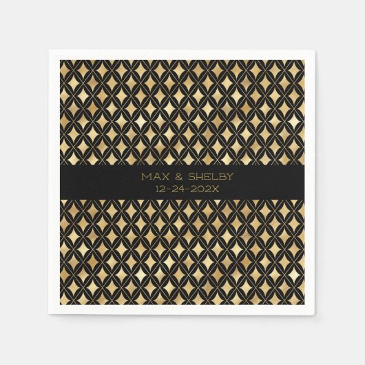 Elegantes Schwarzes & Gold Parco Civico-Ciani Serviette (Vorderseite)