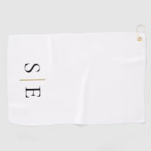 Elegantes Schwarzes Gold Personalisiertes Monogram Golfhandtuch (Horizontal)