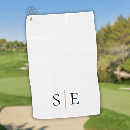 Elegantes Schwarzes Gold Personalisiertes Monogram Golfhandtuch