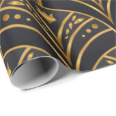Elegantes Schwarzes Gold Scallop Muster Art Deco Geschenkpapier (Rolleneckpunkt)
