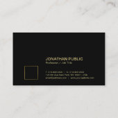 Elegantes Schwarzes Gold Schlichtes Berufliches Un Visitenkarte (Rückseite)