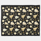 Elegantes Schwarzes Gold Schneeflocken Fleecedecke (Vorderseite (Horizontal))