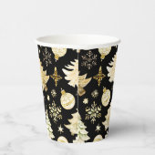 Elegantes Schwarzes Gold Schneeflocken Pappbecher (Rechts)