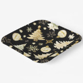 Elegantes Schwarzes Gold Schneeflocken Pappteller (Gewinkelt)
