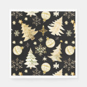 Elegantes Schwarzes Gold Schneeflocken Serviette (Vorderseite)