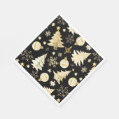 Elegantes Schwarzes Gold Schneeflocken Serviette (Ecke)