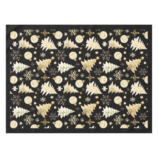 Elegantes Schwarzes Gold Schneeflocken Tischdecke (Vorderseite (Horizontal))