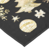 Elegantes Schwarzes Gold Schneeflocken Tischdecke (Schrägansicht)