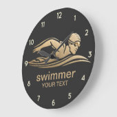 Elegantes Schwarzes Gold Schwimmbad Wasser Große Wanduhr (Winkel)