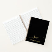 Elegantes Schwarzes Gold-Script-Initial Monogram Notizblock (Innenseite)