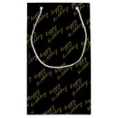 Elegantes Schwarzes Gold-Script Kleine Geschenktüte (Rückseite)
