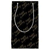 Elegantes Schwarzes Gold-Script Kleine Geschenktüte (Vorderseite)