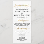 Elegantes Schwarzes Gold Script Minimal Hochzeitsf Programm (Vorderseite)