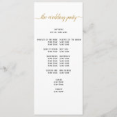 Elegantes Schwarzes Gold Script Minimal Hochzeitsf Programm (Rückseite)