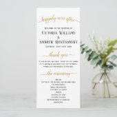 Elegantes Schwarzes Gold Script Minimal Hochzeitsf Programm (Stehend Vorderseite)