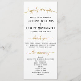 Elegantes Schwarzes Gold Script Minimal Hochzeitsf Programm