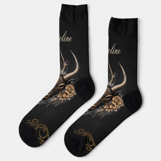 Elegantes schwarzes Gold Socken (Linkes Detail)