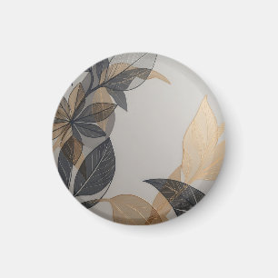 Elegantes schwarzes Gold stilisiertes Blatt Botani Magnet