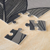 Elegantes schwarzes Gold stilisiertes Blatt Botani Puzzle (Seite)