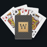 Elegantes Schwarzes Gold Stilvolles Monogram, Init Spielkarten<br><div class="desc">Elegante Black Gold Stilvolle Monogram Initial Script Playing Cards. Der luxuriöse schwarze und goldene Hintergrund.</div>