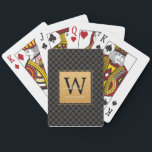 Elegantes Schwarzes Gold Stilvolles Monogram, Init Spielkarten<br><div class="desc">Elegante Black Gold Stilvolle Monogram Initial Script Playing Cards. Der luxuriöse schwarze und goldene Hintergrund.</div>