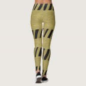 Elegantes Schwarzes Gold Streifen Muster Leggings (Rückseite)