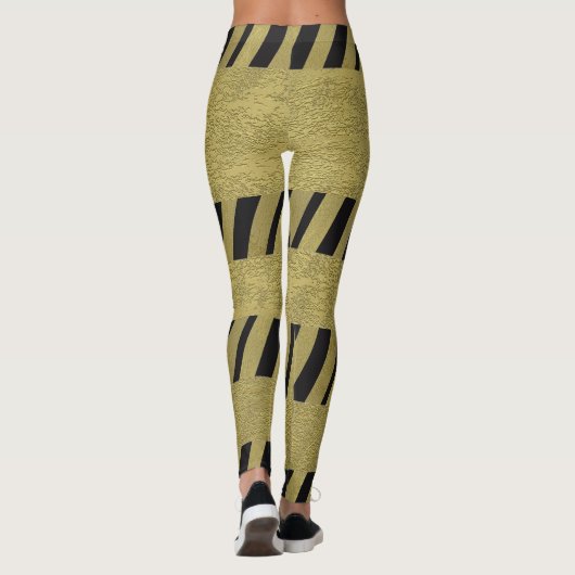 Elegantes Schwarzes Gold Streifen Muster Leggings (Rückseite)