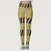 Elegantes Schwarzes Gold Streifen Muster Leggings (Vorderseite)