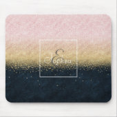 Elegantes, schwarzes Gold und blaues, einfaches Ko Mousepad (Vorne)