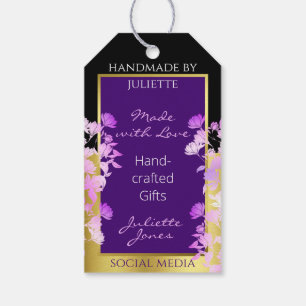 Elegantes Schwarzes Gold und Lila Farbhanging Geschenkanhänger