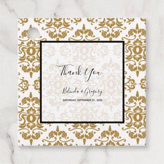 Elegantes Schwarzes Gold Vintag Geschenkanhänger (Vorderseite)