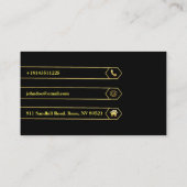 Elegantes Schwarzes Gold Visitenkarte (Rückseite)