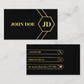 Elegantes Schwarzes Gold Visitenkarte (Vorne/Hinten)