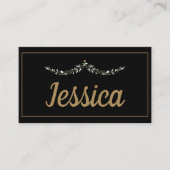 Elegantes Schwarzes & Gold Weihnachten Platzkarte (Vorderseite)